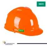 Casco naranja de seguridad tipo jockey Tridente en color blanco para construcción y minería, protección frontal MR Corporation.