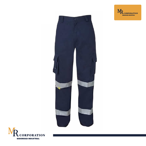 PANTALON TIPO CARGO EN DRILL CON CINTA REFLECTIVA ( COLOR AZUL Y NARANJA ) - Imagen 2