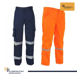 PANTALON TIPO CARGO EN DRILL CON CINTA REFLECTIVA ( COLOR AZUL Y NARANJA )