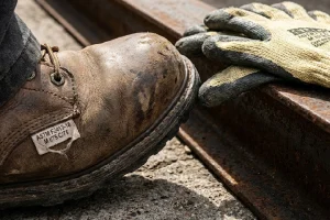 Botas de seguridad y guantes certificados para protección personal en industria.